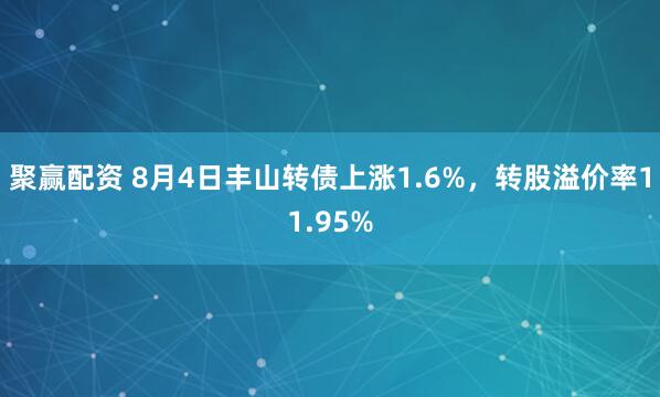 聚赢配资 8月4日丰山转债上涨1.6%，转股溢价率11.95%